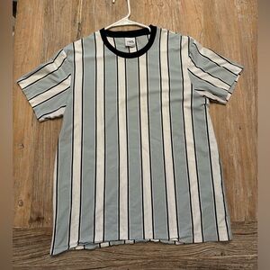 Zara Striped Tee Shirt Men's Size L Short Sleeve 100% Cotton